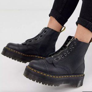 Dr Martens Sinclair flatform zip leather boots in tumbled black